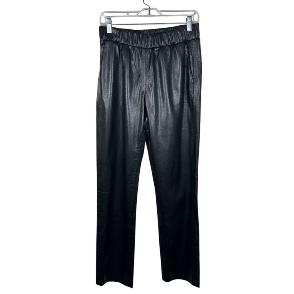 Anine Bing Colton Faux Leather Track Pants in Black Size Small EUC - Picture 2 of 7